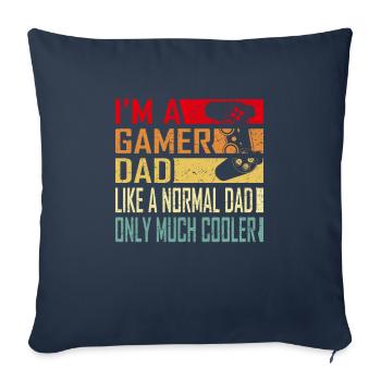 Gamer papa cadeau drôle pour les pères papa Vintage Cool ' - Housse de coussin décorative 45 x 45 cm - bleu marine - Devant