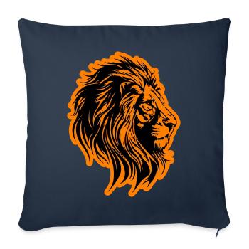 Symbole de tête de lion lion - Housse de coussin décorative 45 x 45 cm - bleu marine - Devant