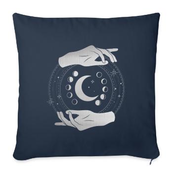 Phases lunaires avec des mains d’argent, magie spirituelle - Housse de coussin décorative 45 x 45 cm - bleu marine - Devant