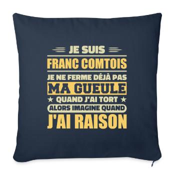 Franc comtois je ferme pas ma gueule franche comté - Housse de coussin décorative 45 x 45 cm - bleu marine - Devant