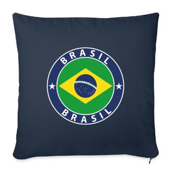 Brésil - Housse de coussin décorative 45 x 45 cm - bleu marine - Devant