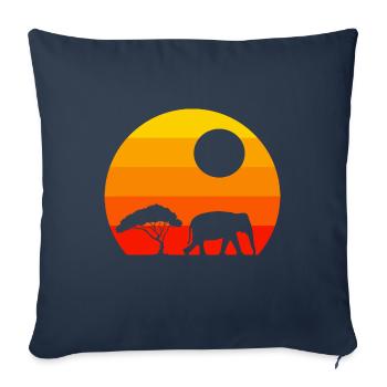 Afrique Animal Tree Sunset Retro Elephant - Housse de coussin décorative 45 x 45 cm - bleu marine - Devant