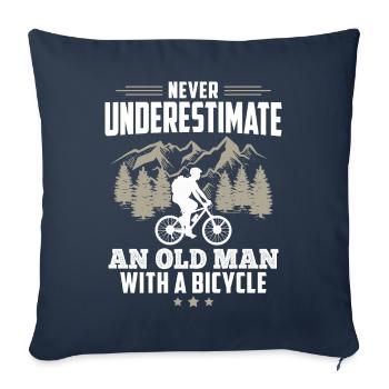 Ne jamais sous-estimer un vieil homme avec un vélo - Housse de coussin décorative 45 x 45 cm - bleu marine - Devant