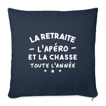 Gift Humor Retreat, Aperitif and Hunting - Sofa pillowcase 17,3'' x 17,3'' (45 x 45 cm) - navy - Front