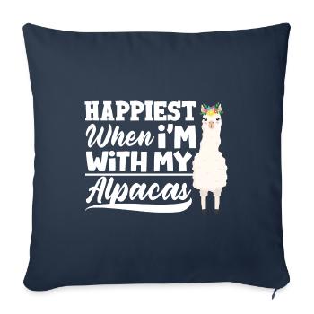 Mammals LLamas Alpaca Happiest When Im With My - Sofa pillowcase 17,3'' x 17,3'' (45 x 45 cm) - navy - Front