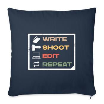 Journalist Journalism Write Edit Repeat - Sofa pillowcase 17,3'' x 17,3'' (45 x 45 cm) - navy - Front