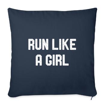 Run Like A Girl Laufen Joggen Rennen Marathon - Sofakissenbezug 45 x 45 cm - Navy - Vorne
