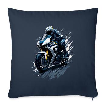 Sport motorcycle illustration - Sofa pillowcase 17,3'' x 17,3'' (45 x 45 cm) - navy - Front