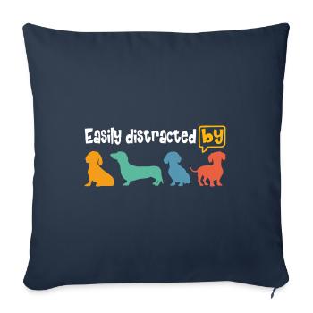 Enthousiaste à propos du teckel, facilement distrait par le teckel - Housse de coussin décorative 45 x 45 cm - bleu marine - Devant