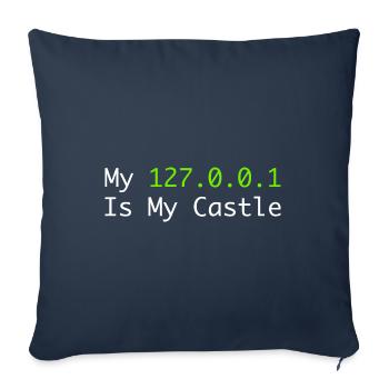 My 127.0.0.0.1 Is My Castle - Housse de coussin décorative 45 x 45 cm - bleu marine - Devant