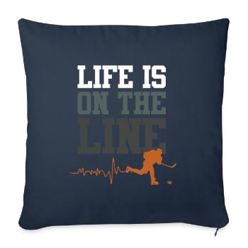 Slogan du club de hockey sur glace - Housse de coussin décorative 45 x 45 cm - bleu marine - Devant
