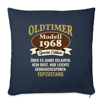 55 ans modèle de voiture classique 1968 55e anniversaire - Housse de coussin décorative 45 x 45 cm - bleu marine - Devant
