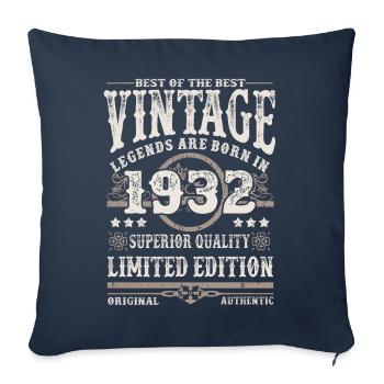 Les légendes sont nées en 1932 - Housse de coussin décorative 45 x 45 cm - bleu marine - Devant
