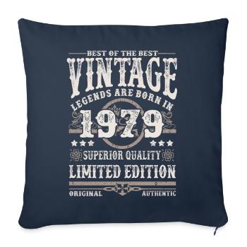 Les légendes sont nées en 1979 - Housse de coussin décorative 45 x 45 cm - bleu marine - Devant