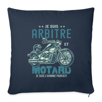 motard le meilleur arbitre le meilleur - Housse de coussin décorative 45 x 45 cm - bleu marine - Devant