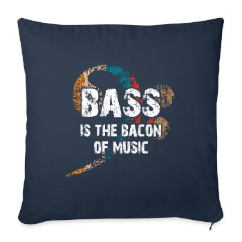 La basse est le bacon de la musique - Clef de basse - Housse de coussin décorative 45 x 45 cm - bleu marine - Devant