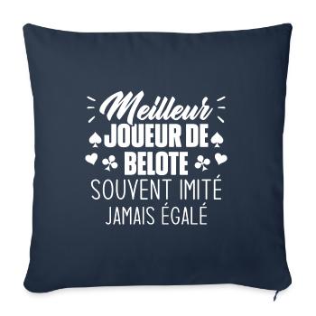Jamais égalé meilleur joueur de belote - Housse de coussin décorative 45 x 45 cm - bleu marine - Devant