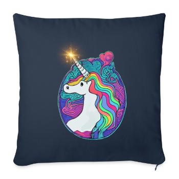 Emblème Licorne - Housse de coussin décorative 45 x 45 cm - bleu marine - Devant