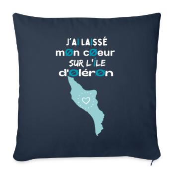 Jai laissé mon cœur à l'île d'Oléron 1 - Housse de coussin décorative 45 x 45 cm - bleu marine - Devant
