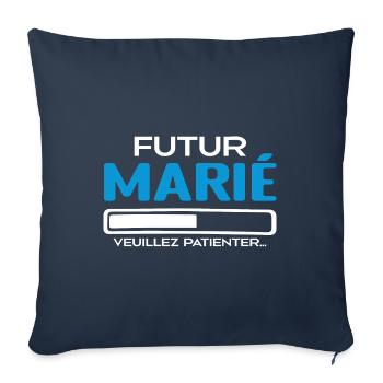 Futur Marié Idée Cadeau Futur Marié - Housse de coussin décorative 45 x 45 cm - bleu marine - Devant