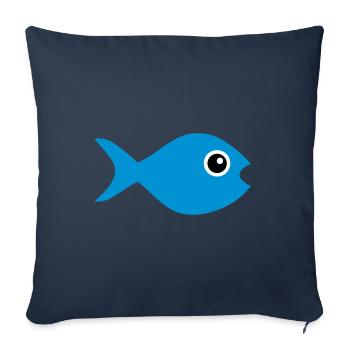 ★ Couleurs de conception modifiables ★ Poisson aux yeux écarquillés - Housse de coussin décorative 45 x 45 cm - bleu marine - Devant
