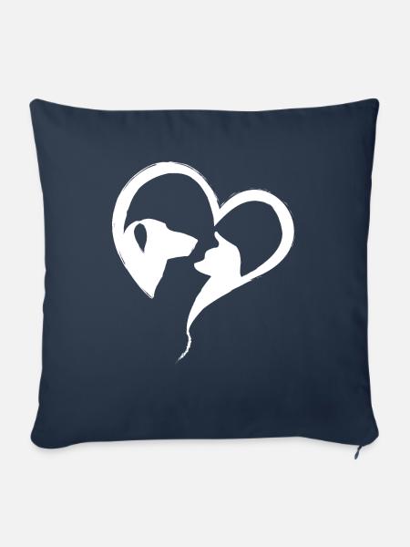 Hundekatze in Herzform - Sofakissenbezug 45 x 45 cm - Navy