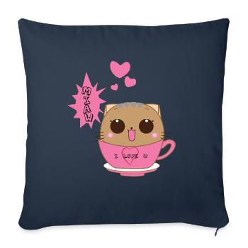 Chat Mignon - Housse de coussin décorative 45 x 45 cm - bleu marine - Devant