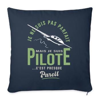 parfait pilote Planeur Cadeau humour avion - Housse de coussin décorative 45 x 45 cm - bleu marine - Devant