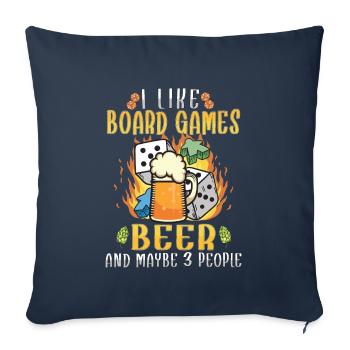 Jeux de société Bière Board Gamer Jeux de société et bière - Housse de coussin décorative 45 x 45 cm - bleu marine - Devant