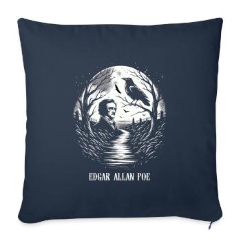 Fan d’Edgar Allan Poe, Littérature classique, - Housse de coussin décorative 45 x 45 cm - bleu marine - Devant