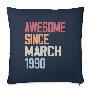 1990 Mars Naissance Anniversaire Mars 1990 Cadeau - Housse de coussin décorative 45 x 45 cm - bleu marine - Devant