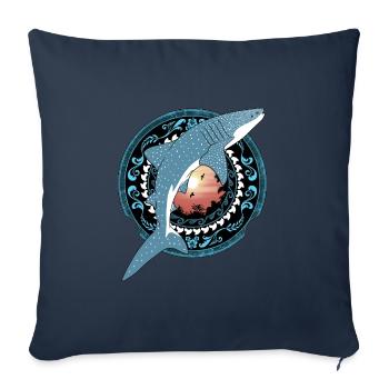 Requin-baleine hawaïen - Housse de coussin décorative 45 x 45 cm - bleu marine - Devant
