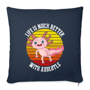 Life is much better with axolotls in retro - Sofa pillowcase 17,3'' x 17,3'' (45 x 45 cm) - navy - Front