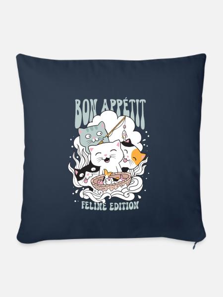 Bon Appetit feline edition - Sofakissenbezug 45 x 45 cm - Navy