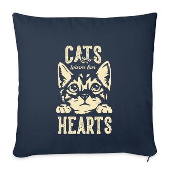 Cats warm our hearts - Sofa pillowcase 17,3'' x 17,3'' (45 x 45 cm) - navy - Front