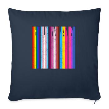 HUMAN in LGBTQ Flag Colors - LGBTQ Flag - Housse de coussin décorative 45 x 45 cm - bleu marine - Devant