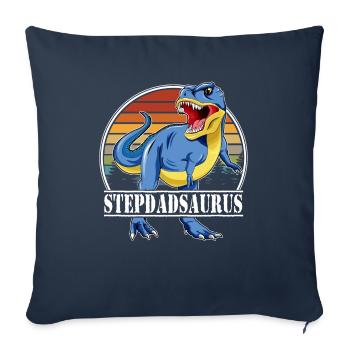 Famille de dinosaures - Beau-père - Housse de coussin décorative 45 x 45 cm - bleu marine - Devant