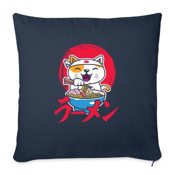 Funny Cat Ramen For Everyone - Sofa pillowcase 17,3'' x 17,3'' (45 x 45 cm) - navy - Front
