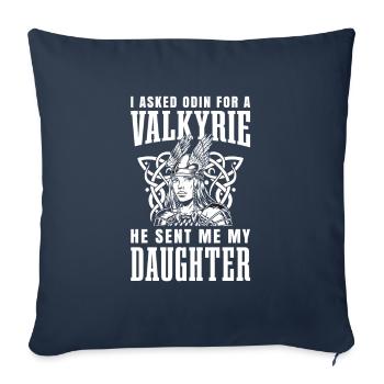 J’ai demandé à Odin une Valkyrie, le He de moi - Housse de coussin décorative 45 x 45 cm - bleu marine - Devant