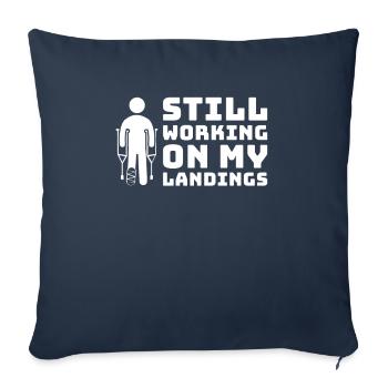 Je travaille toujours sur mes atterrissages - Housse de coussin décorative 45 x 45 cm - bleu marine - Devant