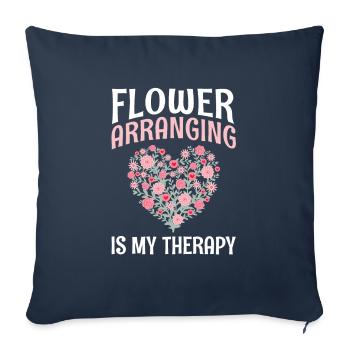 Lier des fleurs est ma thérapie - Housse de coussin décorative 45 x 45 cm - bleu marine - Devant