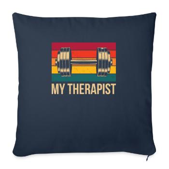 Mon thérapeute Pour tous les fans de musculation - Housse de coussin décorative 45 x 45 cm - bleu marine - Devant