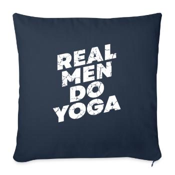 Les vrais hommes font du yoga pour tous les fans de yoga - Housse de coussin décorative 45 x 45 cm - bleu marine - Devant