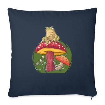 Mushroom hunting frog design for frog lovers - Sofa pillowcase 17,3'' x 17,3'' (45 x 45 cm) - navy - Front