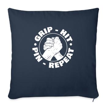 Pin Grip Hit Repeat pour Fan de Bras de Fer - Housse de coussin décorative 45 x 45 cm - bleu marine - Devant