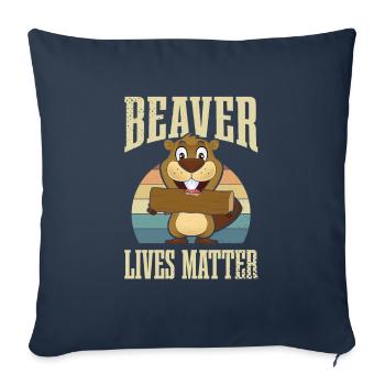Le castor mange de la matière - Housse de coussin décorative 45 x 45 cm - bleu marine - Devant