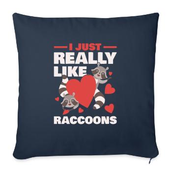 J’aime les ratons laveurs pour tous les fans de ratons laveurs - Housse de coussin décorative 45 x 45 cm - bleu marine - Devant