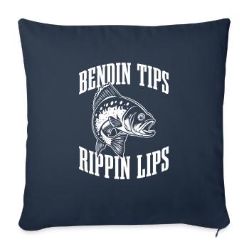 Bendin Tips Rippin Lips For All Fishing Fans - Sofa pillowcase 17,3'' x 17,3'' (45 x 45 cm) - navy - Front