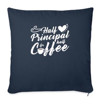 Mi-Principal, mi-Café - Housse de coussin décorative 45 x 45 cm - bleu marine - Devant