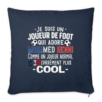 Mohamed Henni Football Foot Cadeau Homme T-shirt - Housse de coussin décorative 45 x 45 cm - bleu marine - Devant